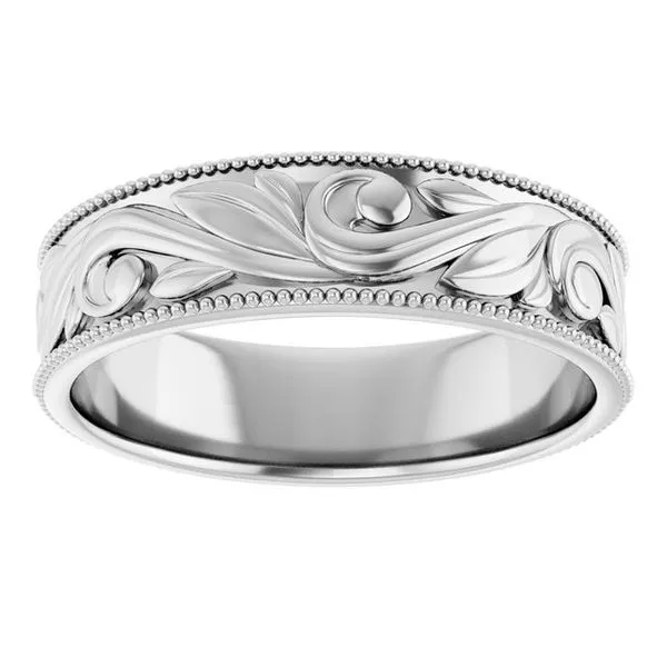 Milgrain Edge Floral Flat Band Image 3 Grayson & Co. Jewelers Iron Mountain, MI