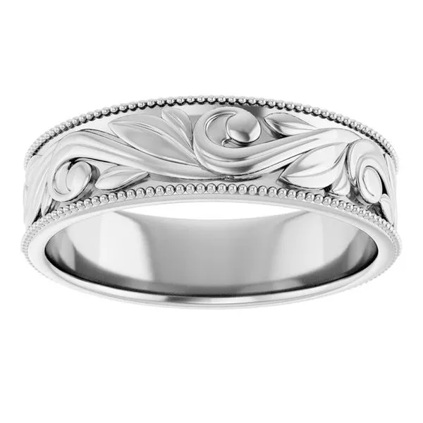 Milgrain Edge Floral Flat Band Image 3 Cherry Street Jewelers Tulsa, OK