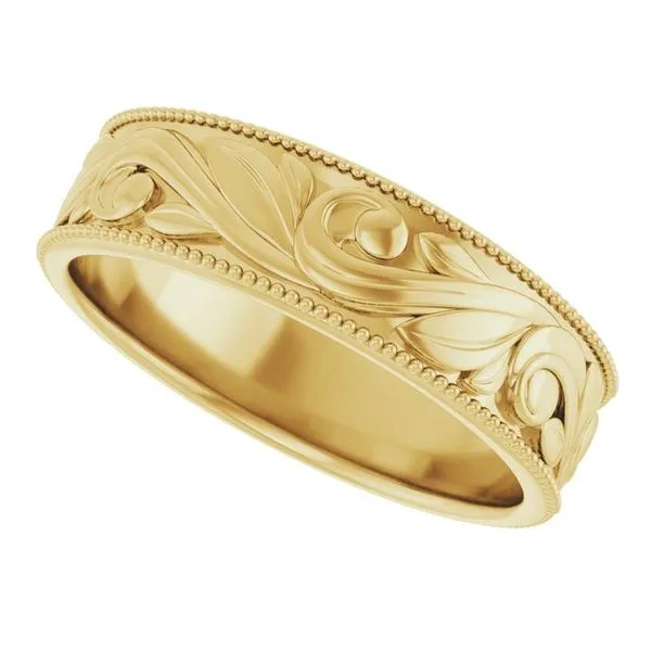 Milgrain Edge Floral Flat Band Image 5 Grayson & Co. Jewelers Iron Mountain, MI