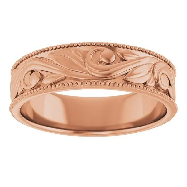 Milgrain Edge Floral Flat Band Image 3 Albert's Jewelers Kingsland, GA