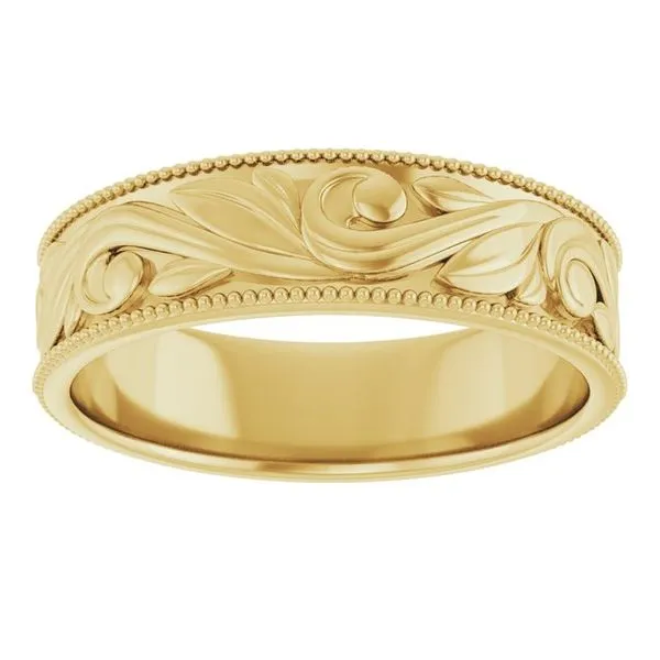 Milgrain Edge Floral Flat Band Image 3 Cherry Street Jewelers Tulsa, OK