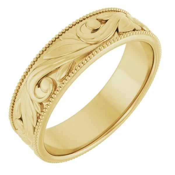 Milgrain Edge Floral Flat Band Cherry Street Jewelers Tulsa, OK