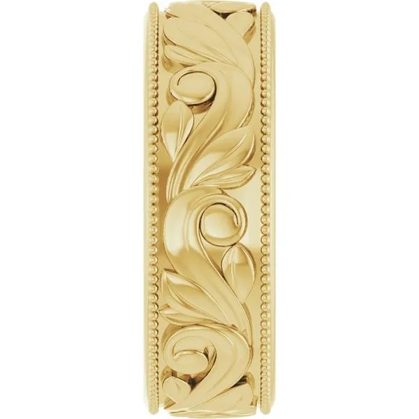 Milgrain Edge Floral Flat Band Image 4 Albert's Jewelers Kingsland, GA