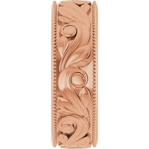 Milgrain Edge Floral Flat Band Image 4 Albert's Jewelers Kingsland, GA