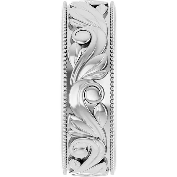 Milgrain Edge Floral Flat Band Image 4 Albert's Jewelers Kingsland, GA