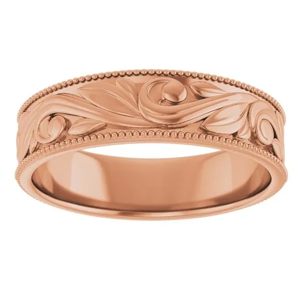 Milgrain Edge Floral Flat Band Image 3 Albert's Jewelers Kingsland, GA