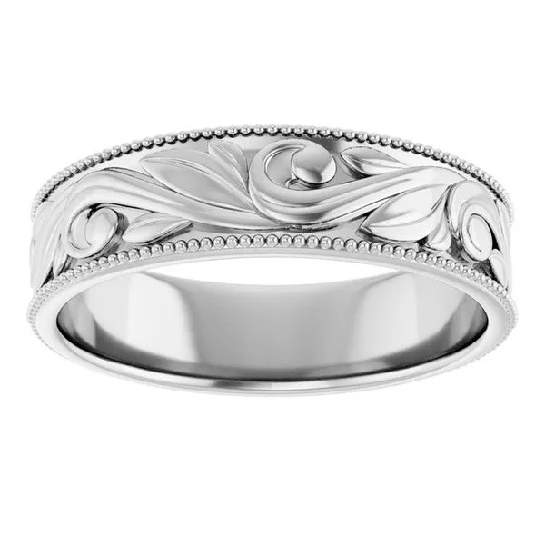 Milgrain Edge Floral Flat Band Image 3 Albert's Jewelers Kingsland, GA