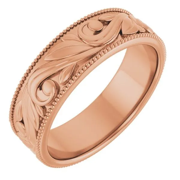 Milgrain Edge Floral Flat Band Albert's Jewelers Kingsland, GA