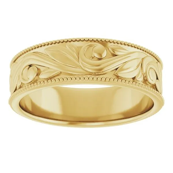 Milgrain Edge Floral Flat Band Image 3 Grayson & Co. Jewelers Iron Mountain, MI