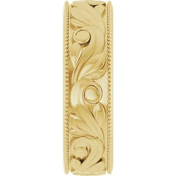 Milgrain Edge Floral Flat Band Image 4 Grayson & Co. Jewelers Iron Mountain, MI