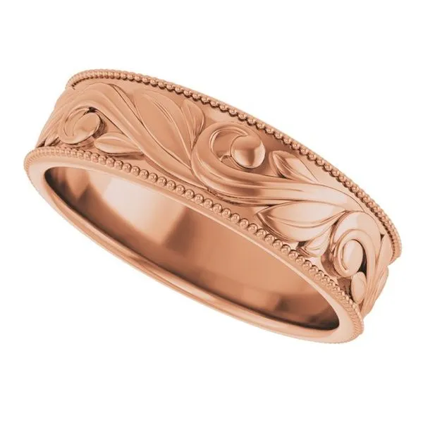 Milgrain Edge Floral Flat Band Image 5 Cherry Street Jewelers Tulsa, OK