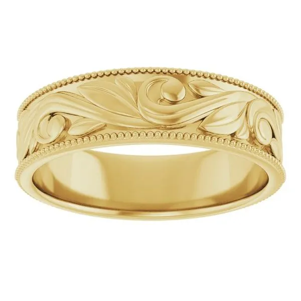 Milgrain Edge Floral Flat Band Image 3 Cherry Street Jewelers Tulsa, OK