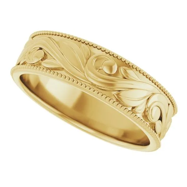 Milgrain Edge Floral Flat Band Image 5 Cherry Street Jewelers Tulsa, OK