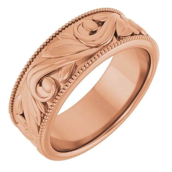 Milgrain Edge Floral Flat Band Cherry Street Jewelers Tulsa, OK