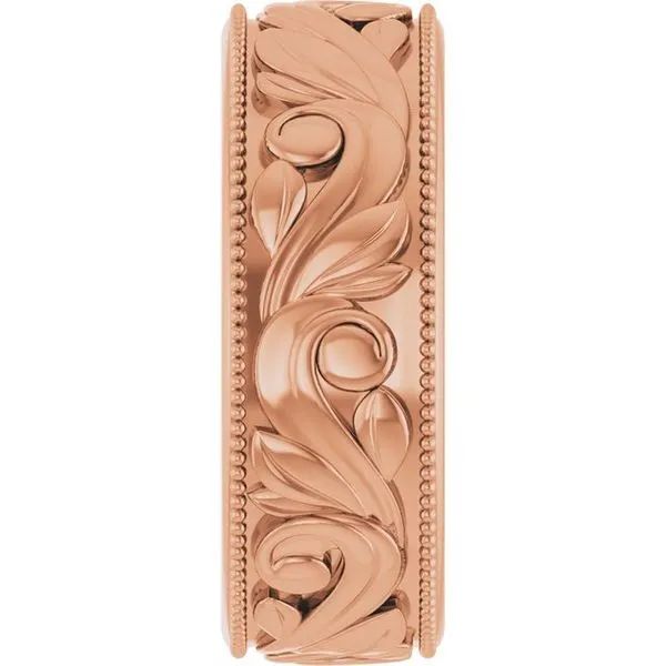 Milgrain Edge Floral Flat Band Image 4 Cherry Street Jewelers Tulsa, OK