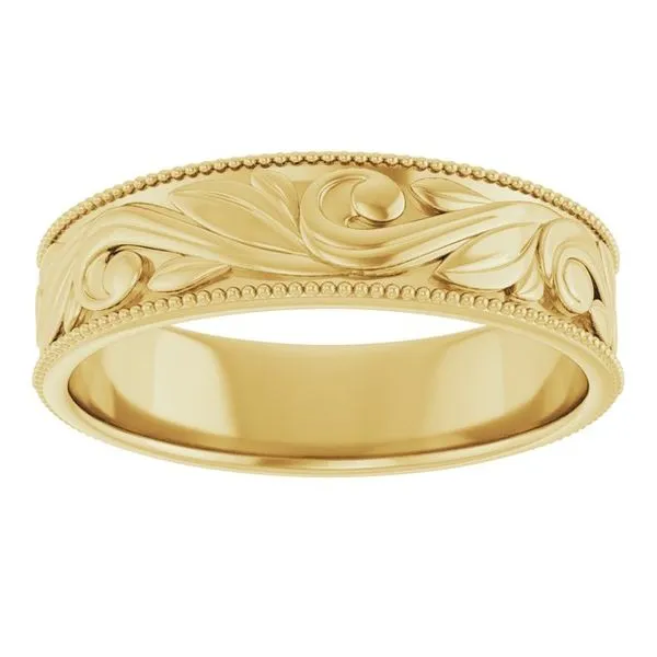 Milgrain Edge Floral Flat Band Image 3 Cherry Street Jewelers Tulsa, OK