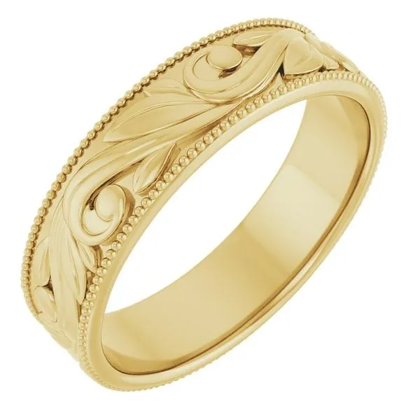 Milgrain Edge Floral Flat Band Cherry Street Jewelers Tulsa, OK