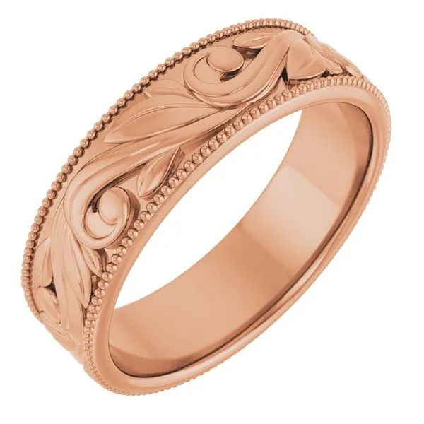 Milgrain Edge Floral Flat Band Cherry Street Jewelers Tulsa, OK