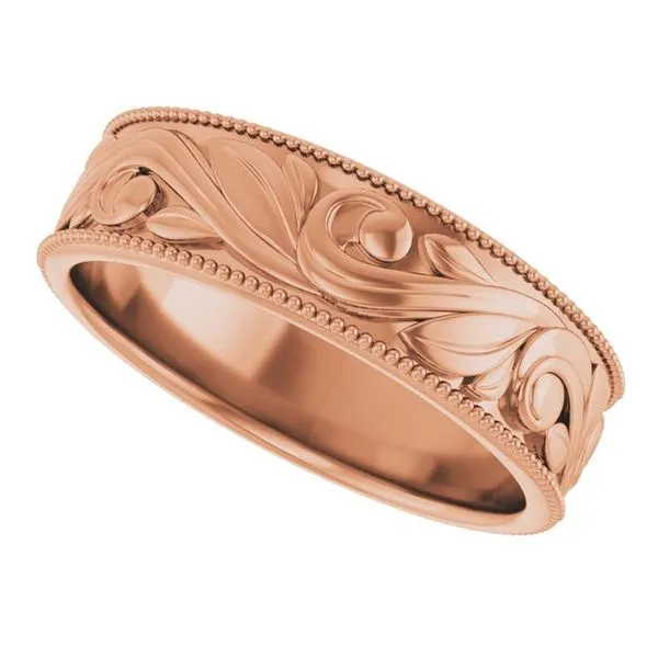 Milgrain Edge Floral Flat Band Image 5 Cherry Street Jewelers Tulsa, OK