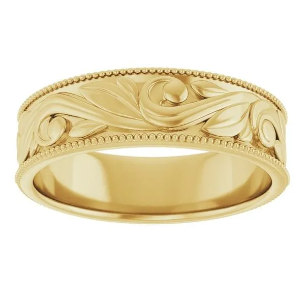 Milgrain Edge Floral Flat Band Image 3 Albert's Jewelers Kingsland, GA