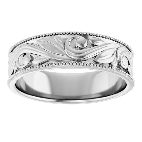 Milgrain Edge Floral Flat Band Image 3 Grayson & Co. Jewelers Iron Mountain, MI