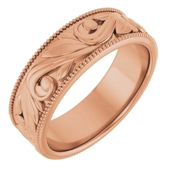 Milgrain Edge Floral Flat Band Cherry Street Jewelers Tulsa, OK