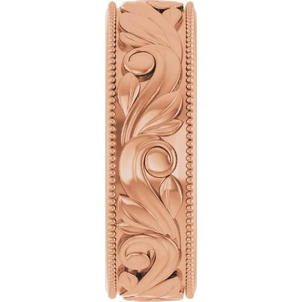 Milgrain Edge Floral Flat Band Image 4 Cherry Street Jewelers Tulsa, OK