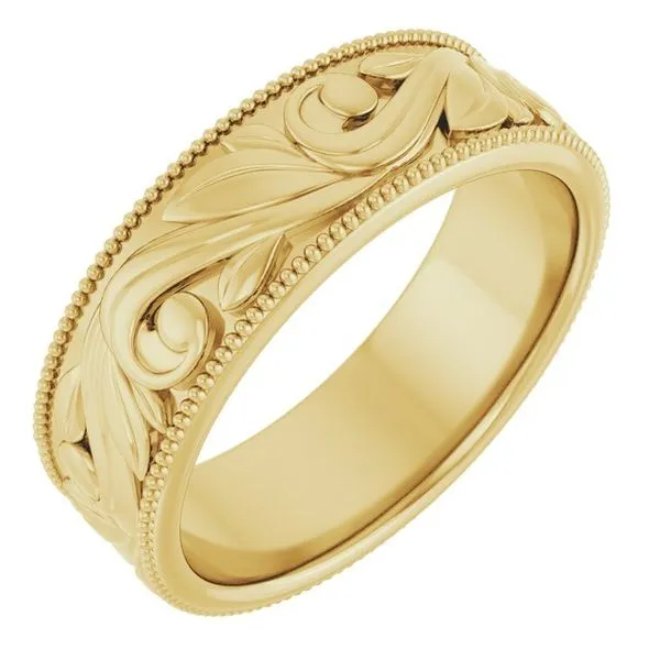 Milgrain Edge Floral Flat Band Albert's Jewelers Kingsland, GA