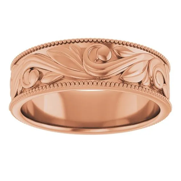 Milgrain Edge Floral Flat Band Image 3 Grayson & Co. Jewelers Iron Mountain, MI