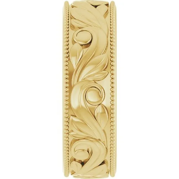 Milgrain Edge Floral Flat Band Image 4 Grayson & Co. Jewelers Iron Mountain, MI