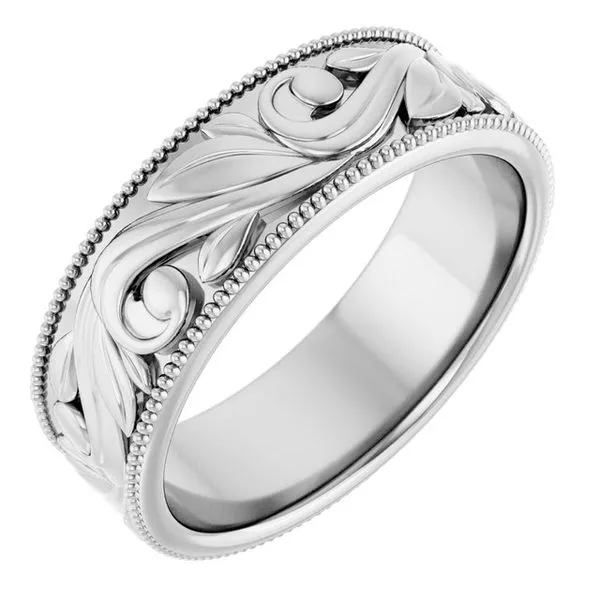 Milgrain Edge Floral Flat Band Albert's Jewelers Kingsland, GA