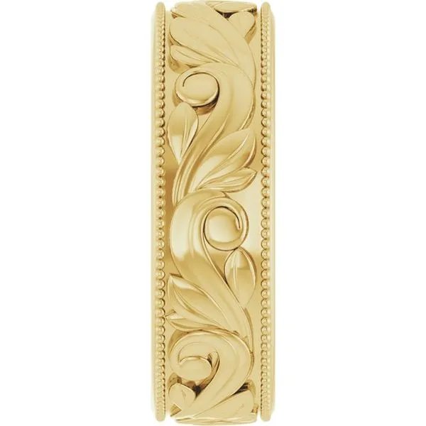 Milgrain Edge Floral Flat Band Image 4 Grayson & Co. Jewelers Iron Mountain, MI