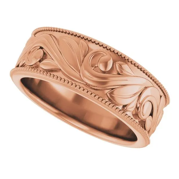 Milgrain Edge Floral Flat Band Image 5 Cherry Street Jewelers Tulsa, OK