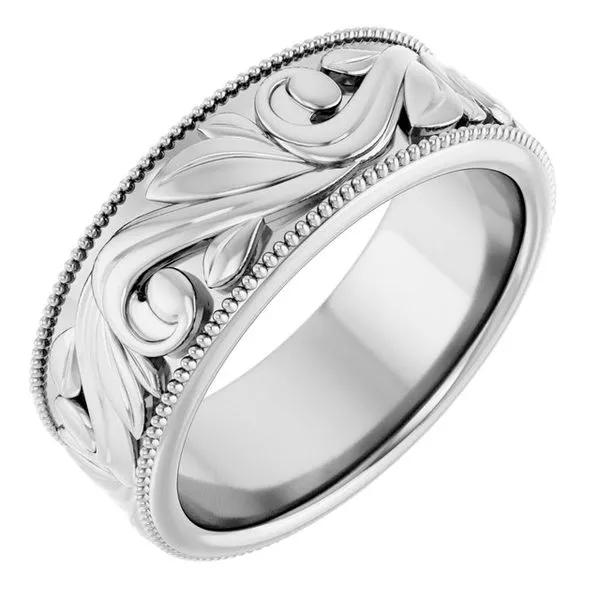 Milgrain Edge Floral Flat Band Cherry Street Jewelers Tulsa, OK