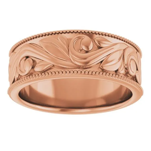 Milgrain Edge Floral Flat Band Image 3 Cherry Street Jewelers Tulsa, OK