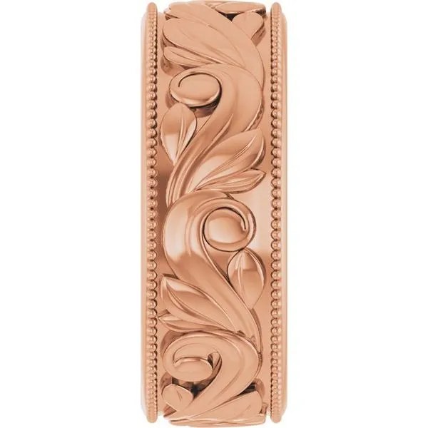 Milgrain Edge Floral Flat Band Image 4 Cherry Street Jewelers Tulsa, OK