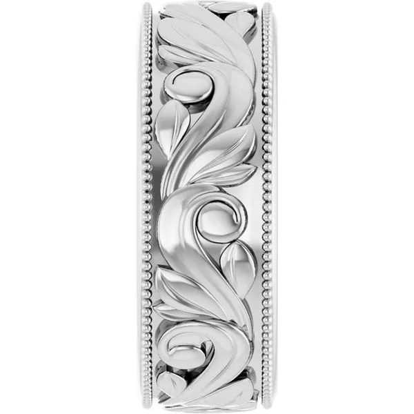 Milgrain Edge Floral Flat Band Image 4 Grayson & Co. Jewelers Iron Mountain, MI