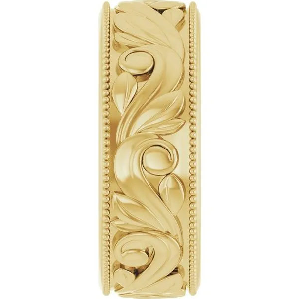 Milgrain Edge Floral Flat Band Image 4 Albert's Jewelers Kingsland, GA