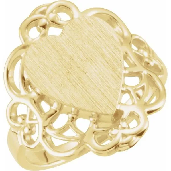 Heart Signet Ring Image 3 Linwood Custom Jewelers Linwood, NJ