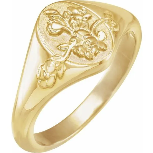 Floral Signet Ring Linwood Custom Jewelers Linwood, NJ