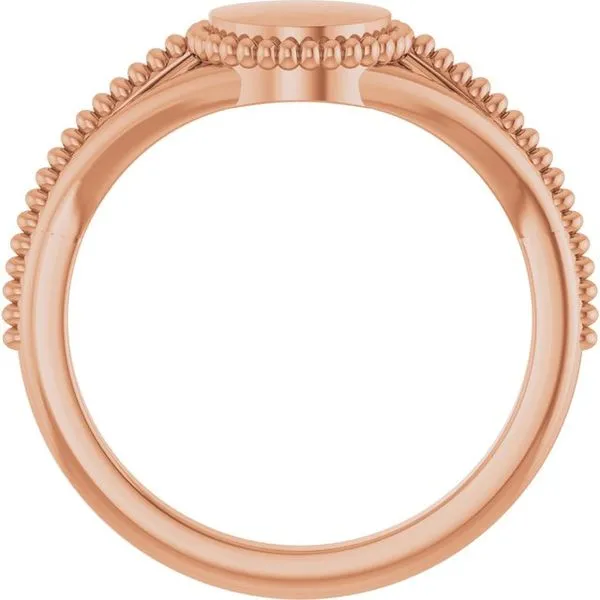 Engravable Beaded Signet Ring Image 2 Milan's Jewelry Inc Sarasota, FL