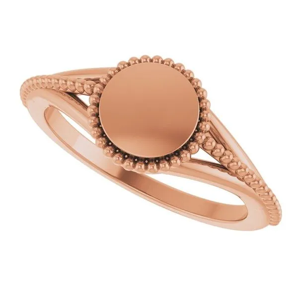 Engravable Beaded Signet Ring Image 5 Michael's Jewelry North Wilkesboro, NC