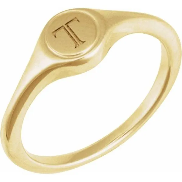 Engravable Round Signet Ring Image 3 Studio D Jewelers Woodstock, IL