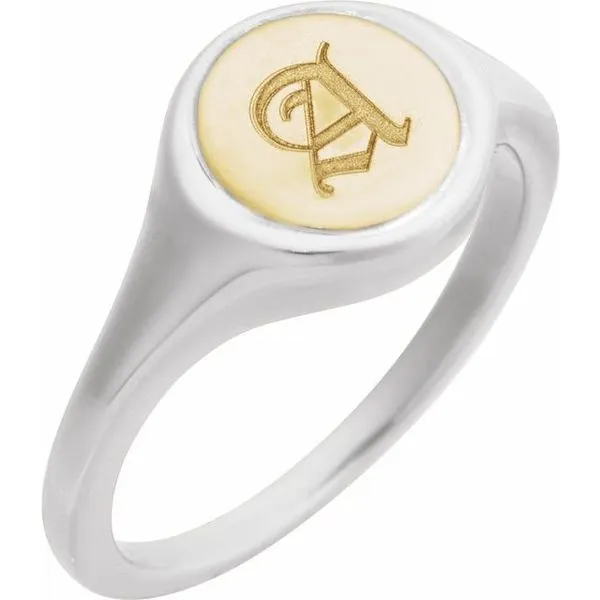 Engravable Round Signet Ring Image 3 D'Errico Jewelry Scarsdale, NY