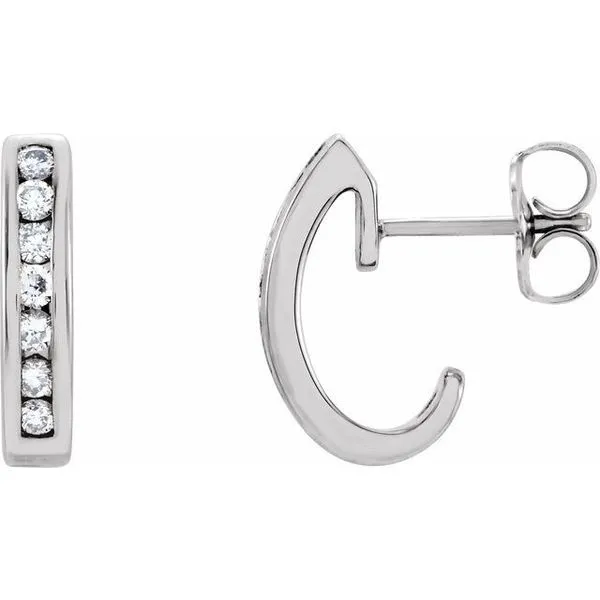 Channel-Set J-Hoop Earrings D'Errico Jewelry Scarsdale, NY