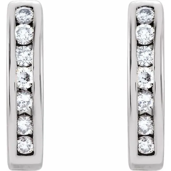 Channel-Set J-Hoop Earrings Image 2 Scirto's Jewelry Lockport, NY