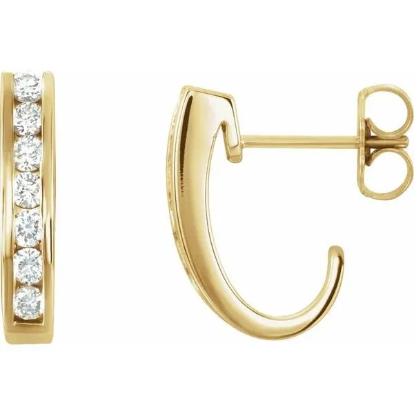 Channel-Set J-Hoop Earrings James Wolf Jewelers Mason, OH