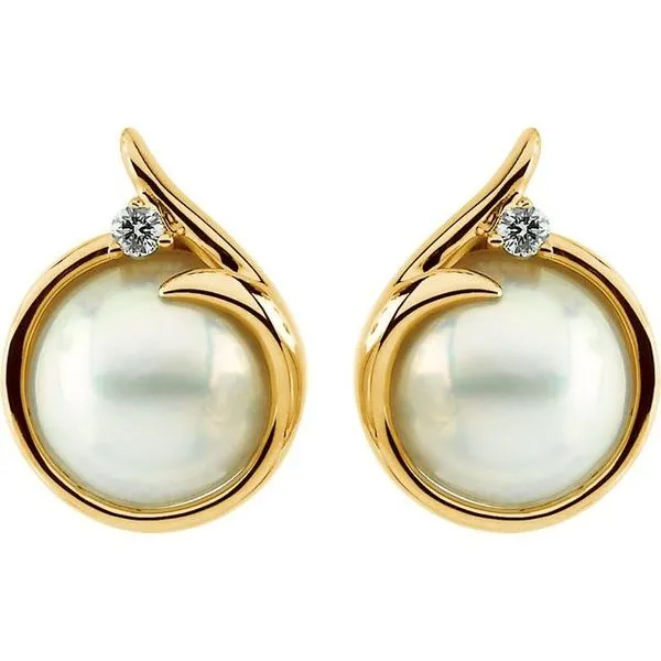 Accented Mabé Pearl Earrings Image 2 Scirto's Jewelry Lockport, NY