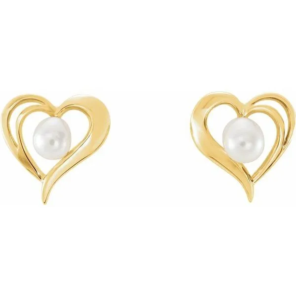 Pearl Heart Earrings Image 2 Long Jewelers Chesapeake, VA