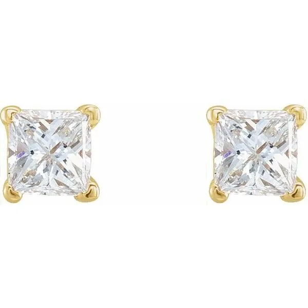 Square 4-Prong V-End Scroll Setting® Stud Earrings Image 2 Comstock Jewelers Edmonds, WA